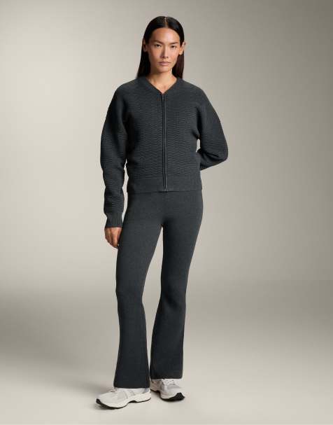 OYSHO - Pantaloni a zampa grigio scuro in maglia - view 1