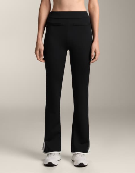 OYSHO - Pantaloni a zampa neri a contrasto stile neoprene - view 1