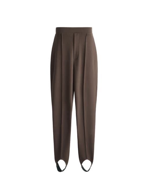 OYSHO pantaloni aderenti con staffa in cotone marroni, 6 di 6