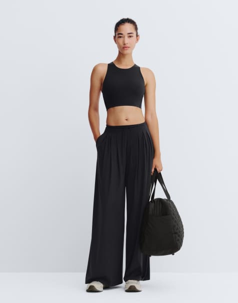 OYSHO pantaloni ampi plissettati neri - view 1
