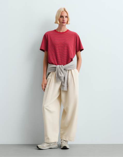 OYSHO pantaloni balloon in misto cotone color ecru - view 1