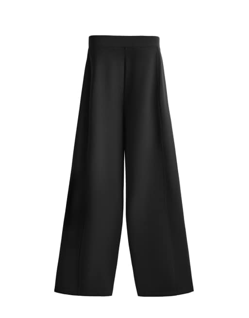 OYSHO pantaloni cocoon a vita alta effetto neoprene neri, 4 di 4