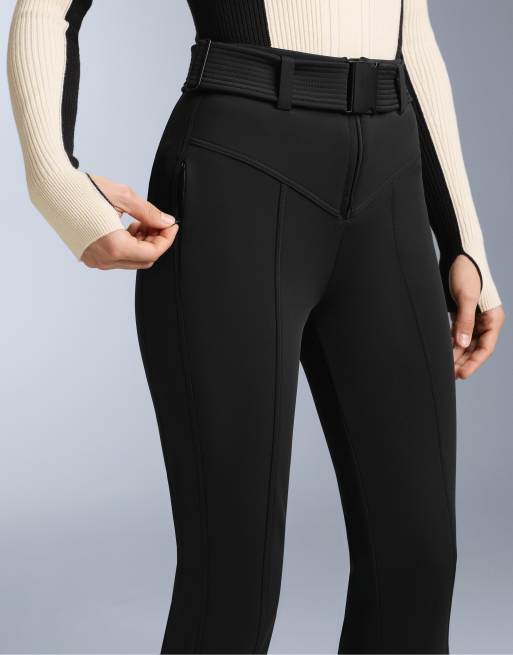 OYSHO - Pantaloni da sci elasticizzati a zampa neri resistenti all'acqua a vita alta, 3 di 4