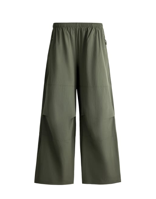 OYSHO pantaloni da trekking a gamba larga color kaki, 4 di 5