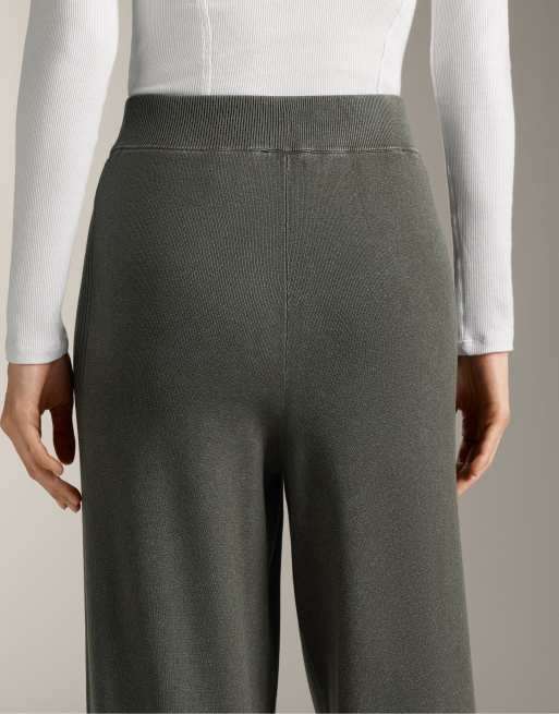 OYSHO - Pantaloni dritti in maglia a coste verde militare, 4 di 4