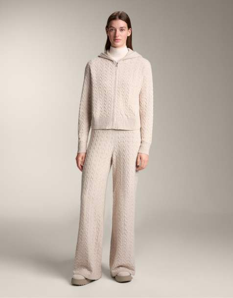 OYSHO - Pantaloni dritti in maglia a trecce color rosa chiaro - view 1