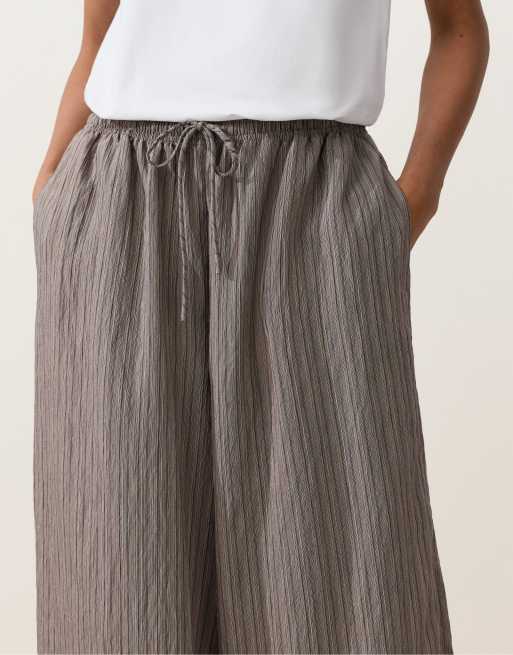OYSHO - Pantaloni lunghi a palloncino grigi a righe, 3 di 4