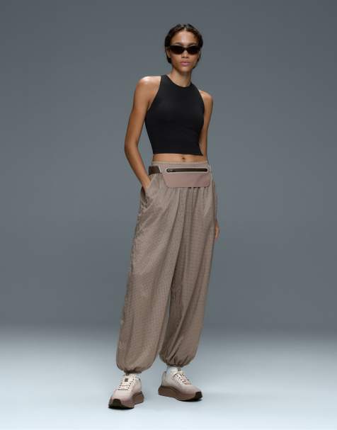OYSHO - Pantaloni tecnici a palloncino a quadri grigio visone - view 1