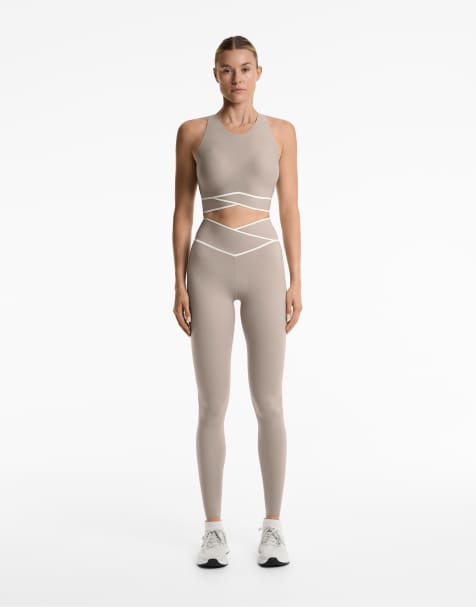 OYSHO Perfect-adapt crossover v-cut waist 65cm ankle-length leggings in mink - view 1