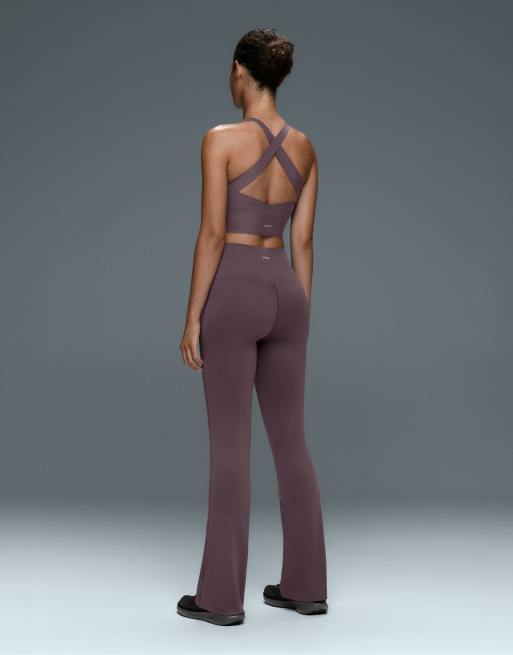 OYSHO Perfect-adapt high-rise flare trousers in purple, 4 of 5