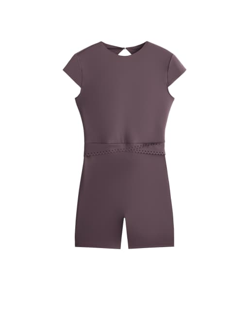 OYSHO Perfect-adapt kurzärmliger Playsuit in Lila, 7 von 7