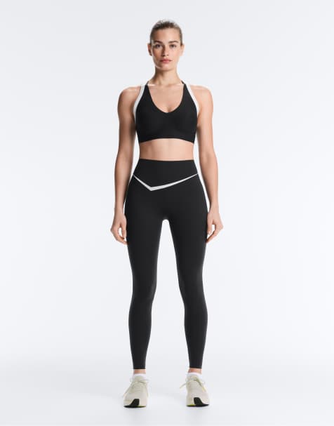 OYSHO - Perfect-adapt - Leggings alla caviglia a vita alta neri con dettagli a contrasto - view 1