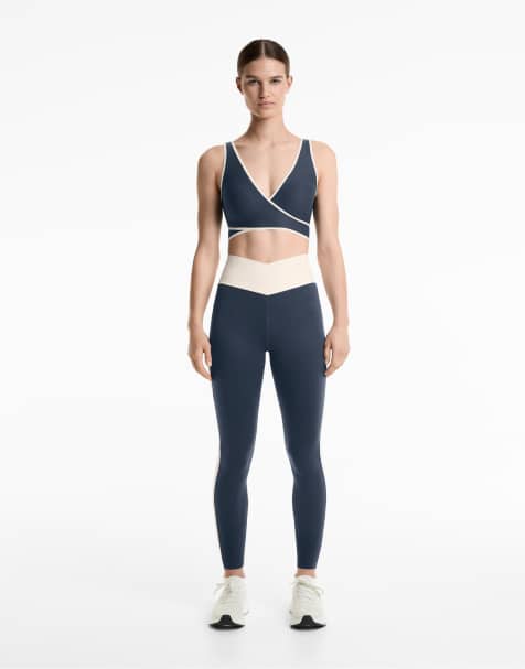 Oysho – Perfect-adapt – Mörkblå, ankellånga leggings med hög, v-formad midja, 65cm - view 1