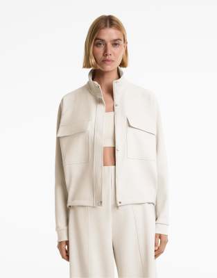 OYSHO - Pikee-Jacke in Hellrosa mit Baumwolle und Taschen