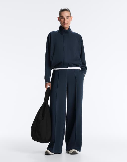 OYSHO – Pikee-Jacke in Marineblau mit farblich abgesetzter Baumwoll-Paspelierung, 2 von 4