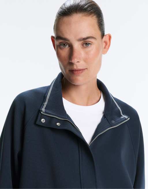 OYSHO – Pikee-Jacke in Marineblau mit farblich abgesetzter Baumwoll-Paspelierung, 3 von 4