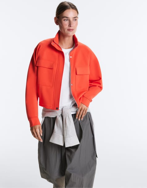 OYSHO – Pikee-Jacke in Orange mit Baumwollanteil und Taschen - view 1