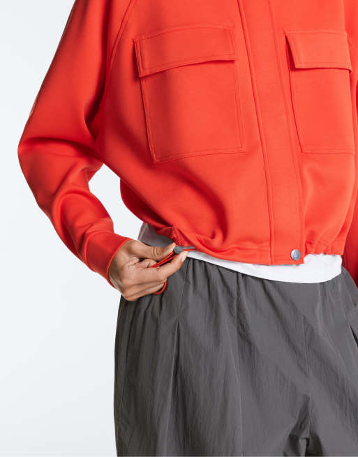 OYSHO – Pikee-Jacke in Orange mit Baumwollanteil und Taschen, 3 von 4