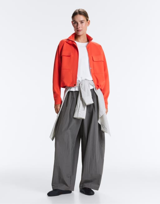 OYSHO – Pikee-Jacke in Orange mit Baumwollanteil und Taschen, 4 von 4