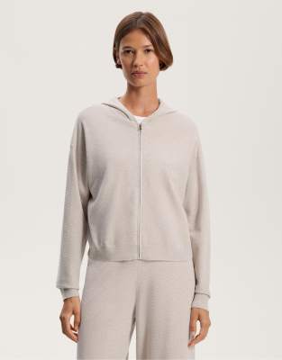OYSHO - Pikee-Strickjacke in Hellrosa mit Kapuze