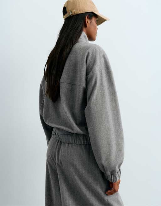 OYSHO Pinstripe jacket, 15% wool in grey, 4 of 6