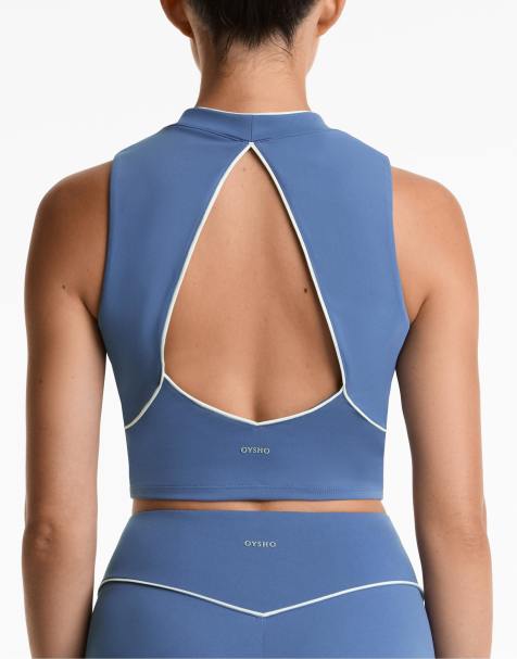 OYSHO Piping comfortlux tank top in mid-blue - view 1