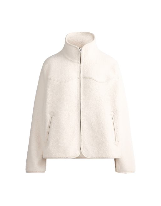 OYSHO Piping faux-shearling jacket in ecru, 6 of 6