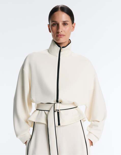OYSHO Piping jacket with soft-touch modal in pale ecru - view 1