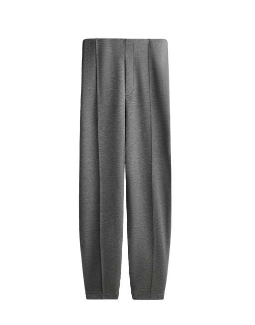 OYSHO Piqué-Baumwollhose mit Nahtdetails in Grau, 5 von 5