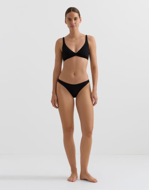 OYSHO Pique classic bikini set in black - view 1