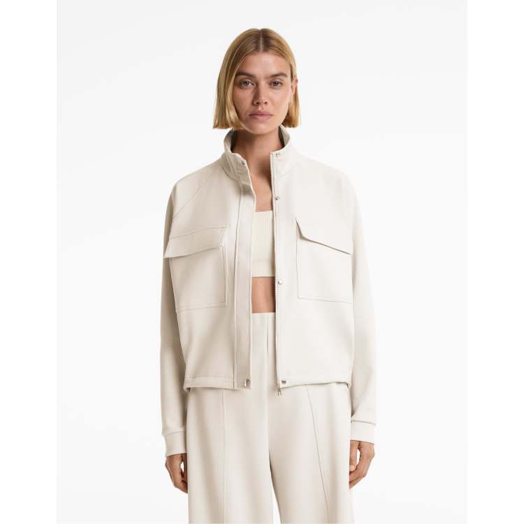 OYSHO Piqué jacket with cotton and pockets in light pink | ASOS