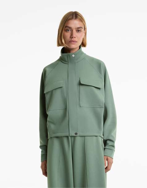 OYSHO Piqué jacket with cotton and pockets in washed green - view 1