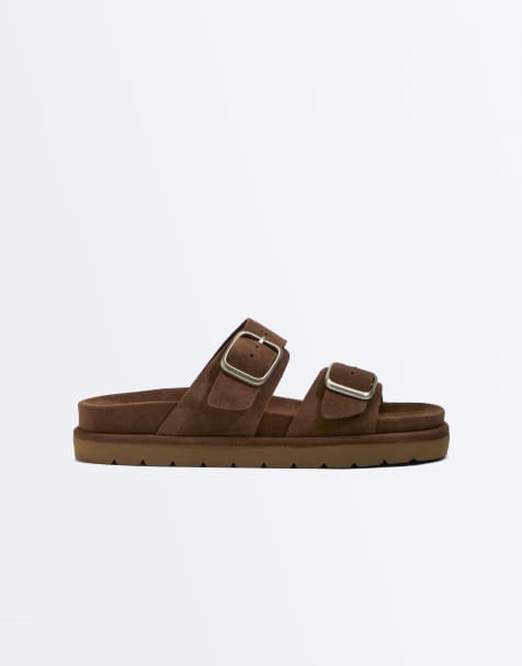 OYSHO Platform buckle sandals in brown - view 1
