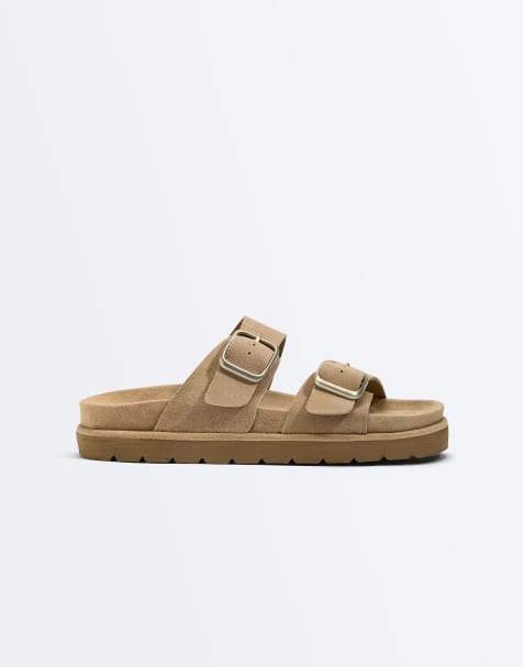 OYSHO Platform buckle sandals in toasted brown - view 1
