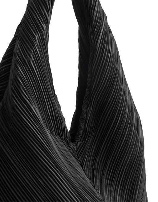OYSHO Pleated nylon bag in black, 3 of 4