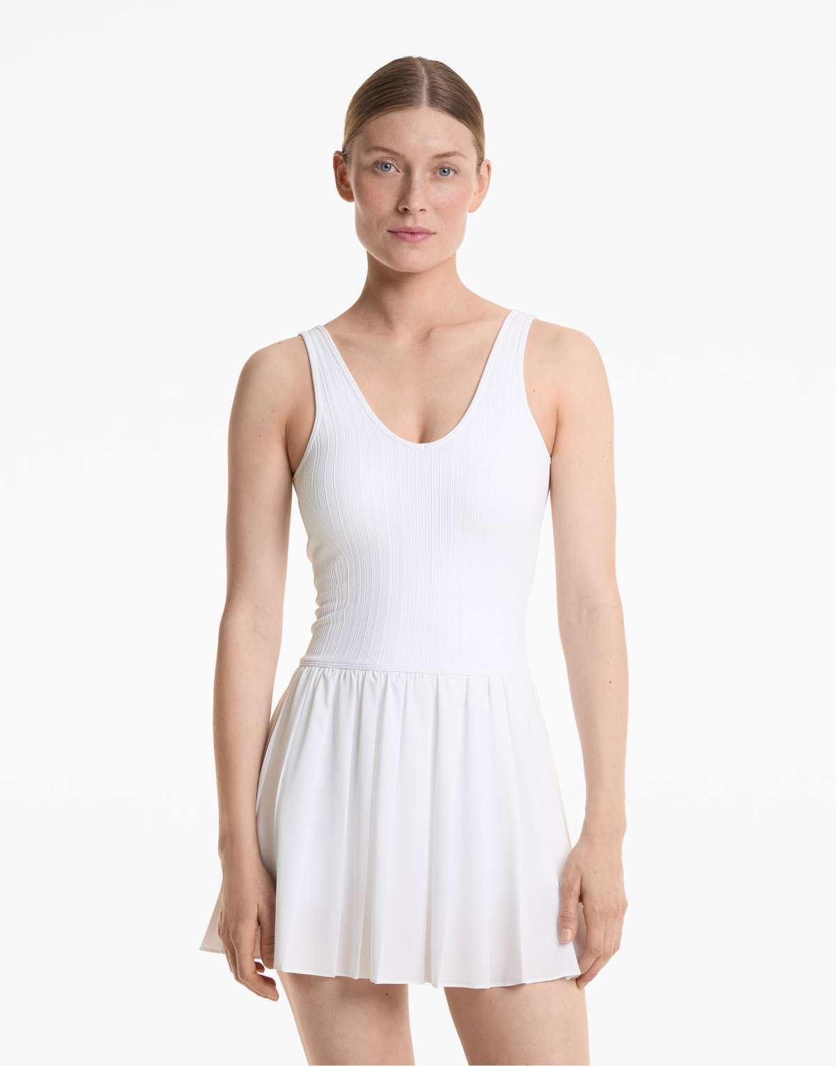 Oysho Pleated short dress in off-white