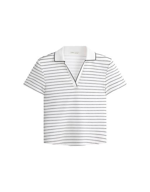OYSHO - Polo a maniche corte comfortlux bianco sporco a righe, 5 di 5