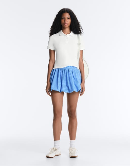 OYSHO - Polo a maniche corte in piqué bianco sporco, 3 di 4