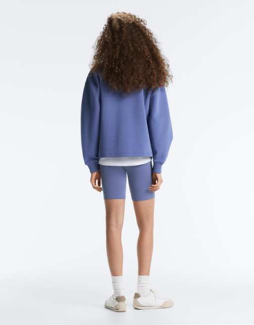 Oysho - Polo en coton mélangé à col V - Bleu, 4 de 4