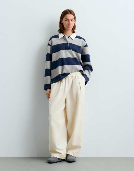 OYSHO polo en jacquard piqué gris et bleu, 2 de 5