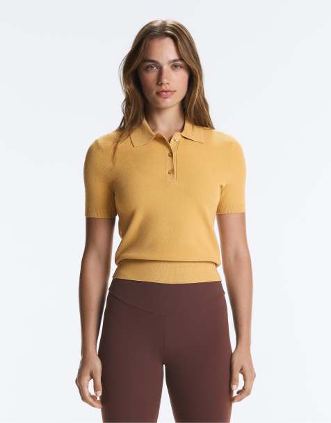 OYSHO polo en maille à manches courtes boutonné couleur ocre - view 1