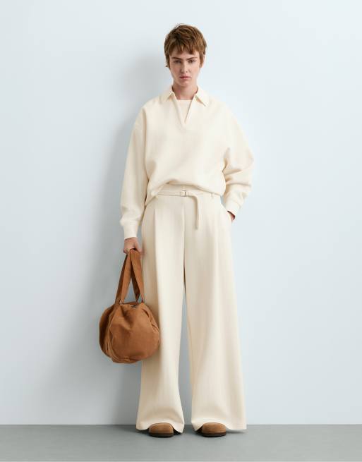 OYSHO - Polo en piqué de coton à rayures - Écru pâle, 2 de 6