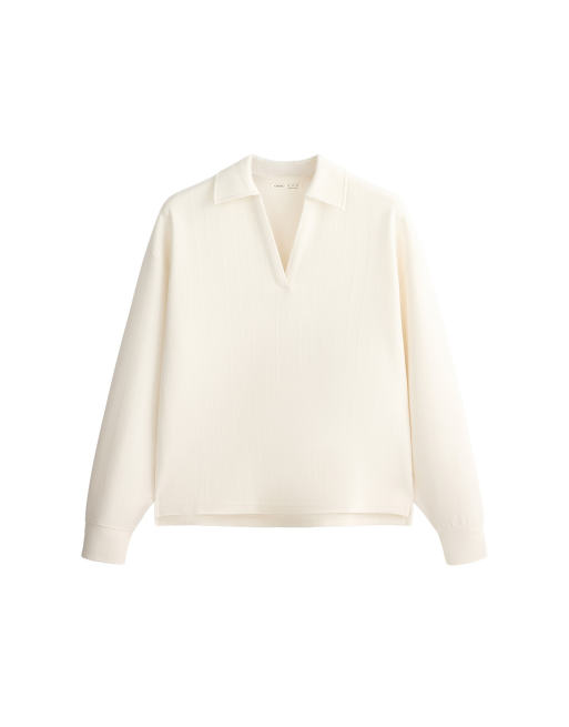 OYSHO - Polo en piqué de coton à rayures - Écru pâle, 6 de 6