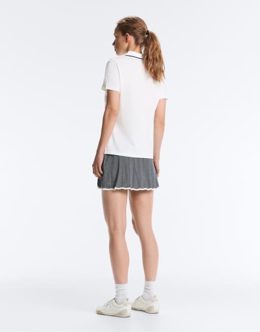 OYSHO - Polo en piqué de coton contrastant à manches courtes - Blanc cassé, 4 de 4