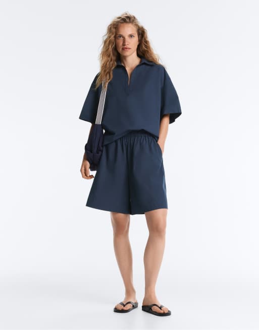 OYSHO - Polo in 100% cotone blu navy, 2 di 4