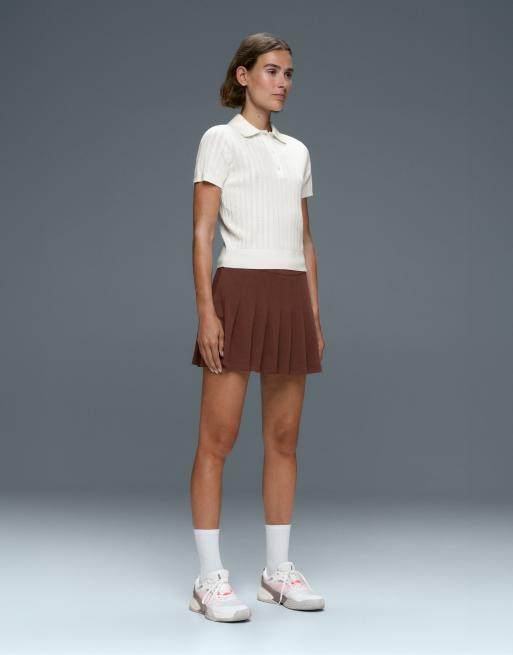 OYSHO - Polo in maglia traforata bianco sporco, 2 di 6