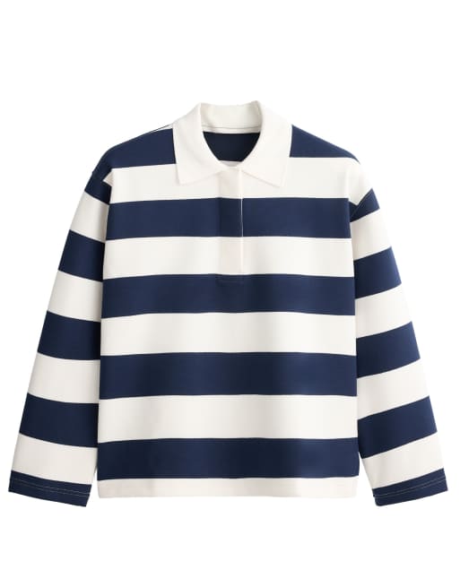 OYSHO – Polohemd aus Jacquard-Pikee in Marineblau, 6 von 7