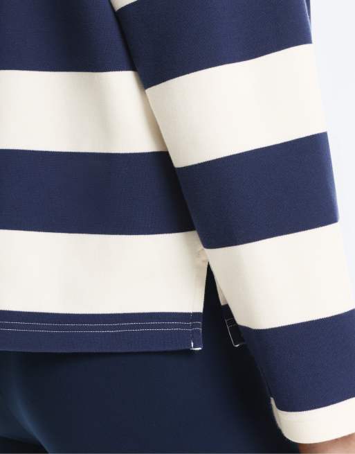 OYSHO – Polohemd aus Jacquard-Pikee in Marineblau, 7 von 7