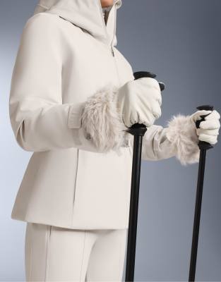 OYSHO - Primaloft - Handschuhe in Steinbeige mit Kunstpelzbesatz-Grau