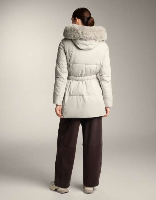 OYSHO – Primaloft® – Ljusbeige, vattenfrånstötande, vadderad, halvlång jacka, 3 av 4